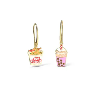 Yellow Owl Hoop Earrings - Cup Noodle & Boba