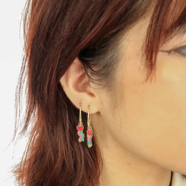 Yellow Owl Hanging Earrings - Queer Heart