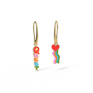 Yellow Owl Hanging Earrings - Queer Heart
