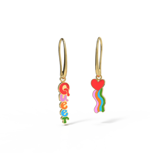 Yellow Owl Hanging Earrings - Queer Heart