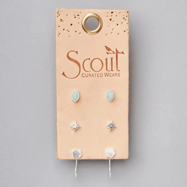 Stud Trio Earrings - Silver Gabby