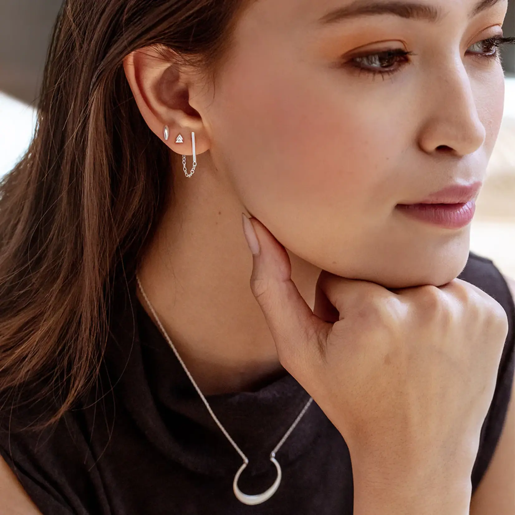 Refined Stud Trio Earrings - Silver Mars