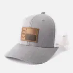 NC Flag Hat Leather Patch - Heather Gray/White