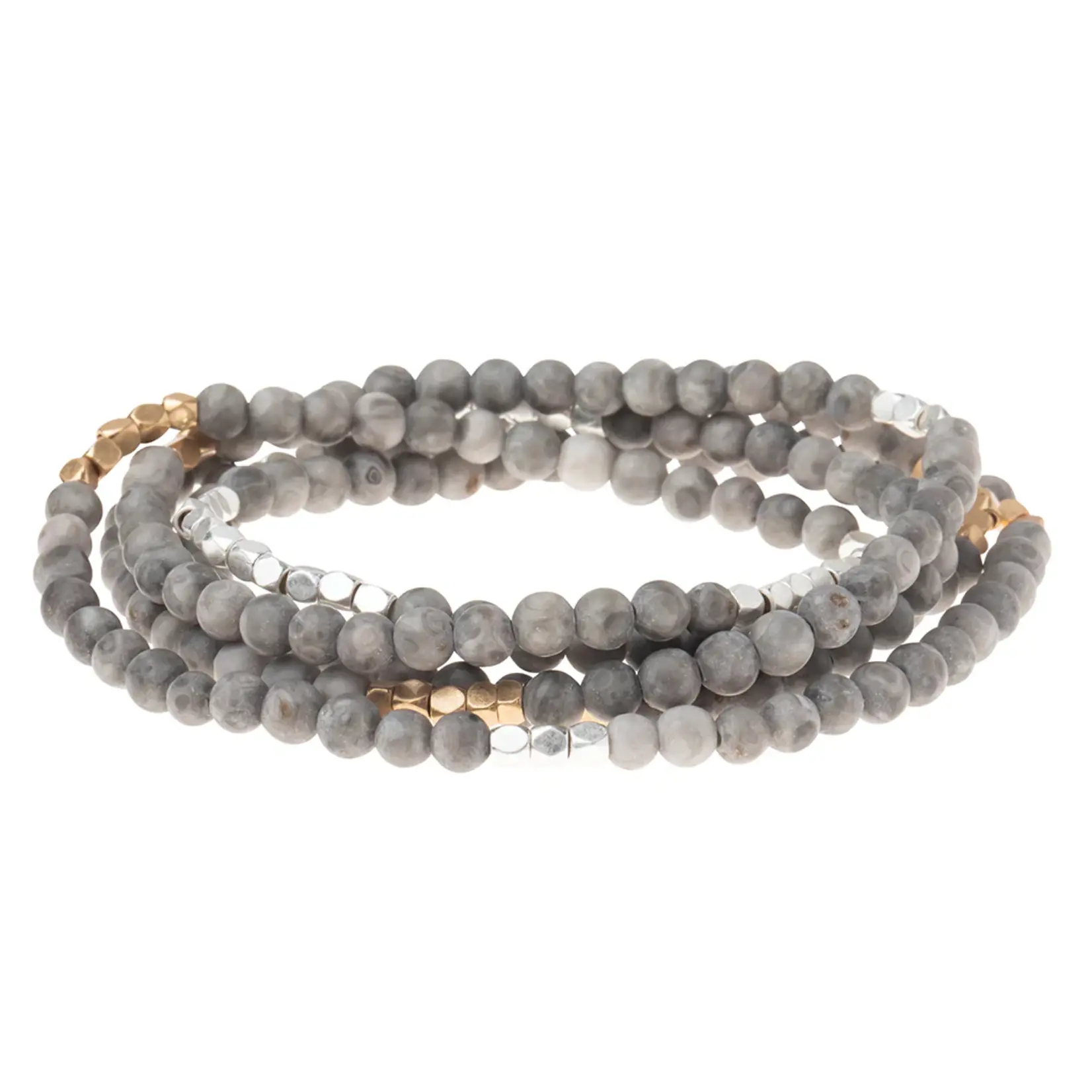 Stone Bracelet + Necklace Wrap - River Stone + Gold