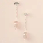 Stone Meteor Thread/Jacket Earrings - Rose Quartz + Silver