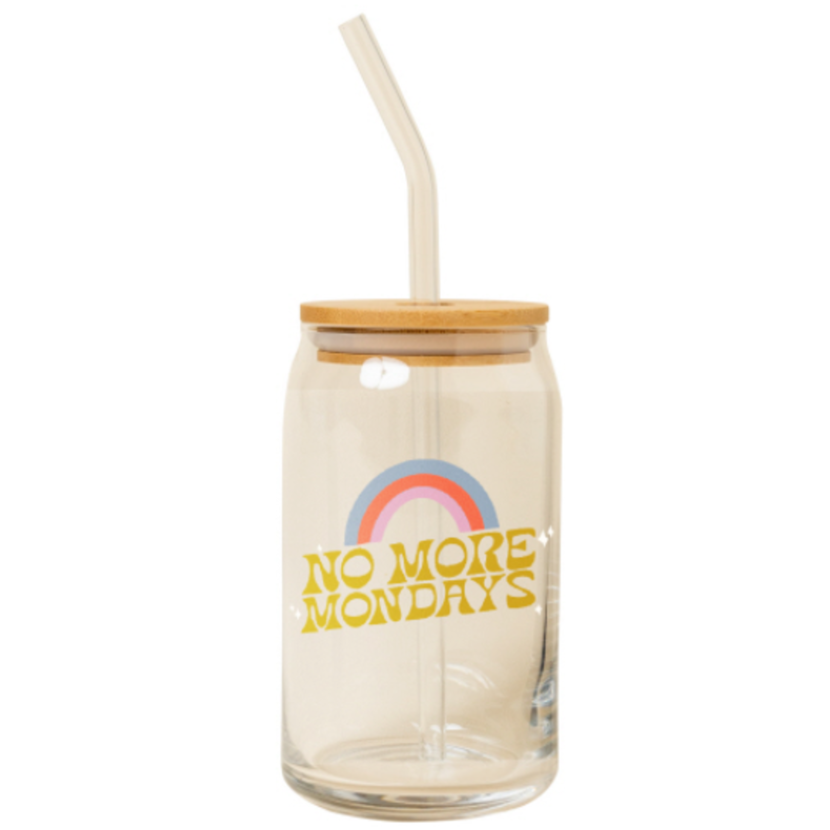 Can Glass w/Lid + Straw - No More Mondays