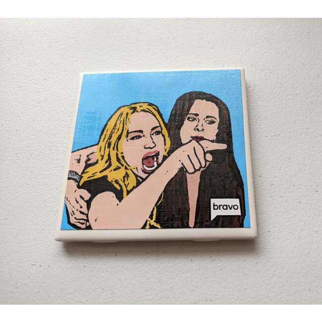 Amy May Pop Art Cat Meme Woman Coaster