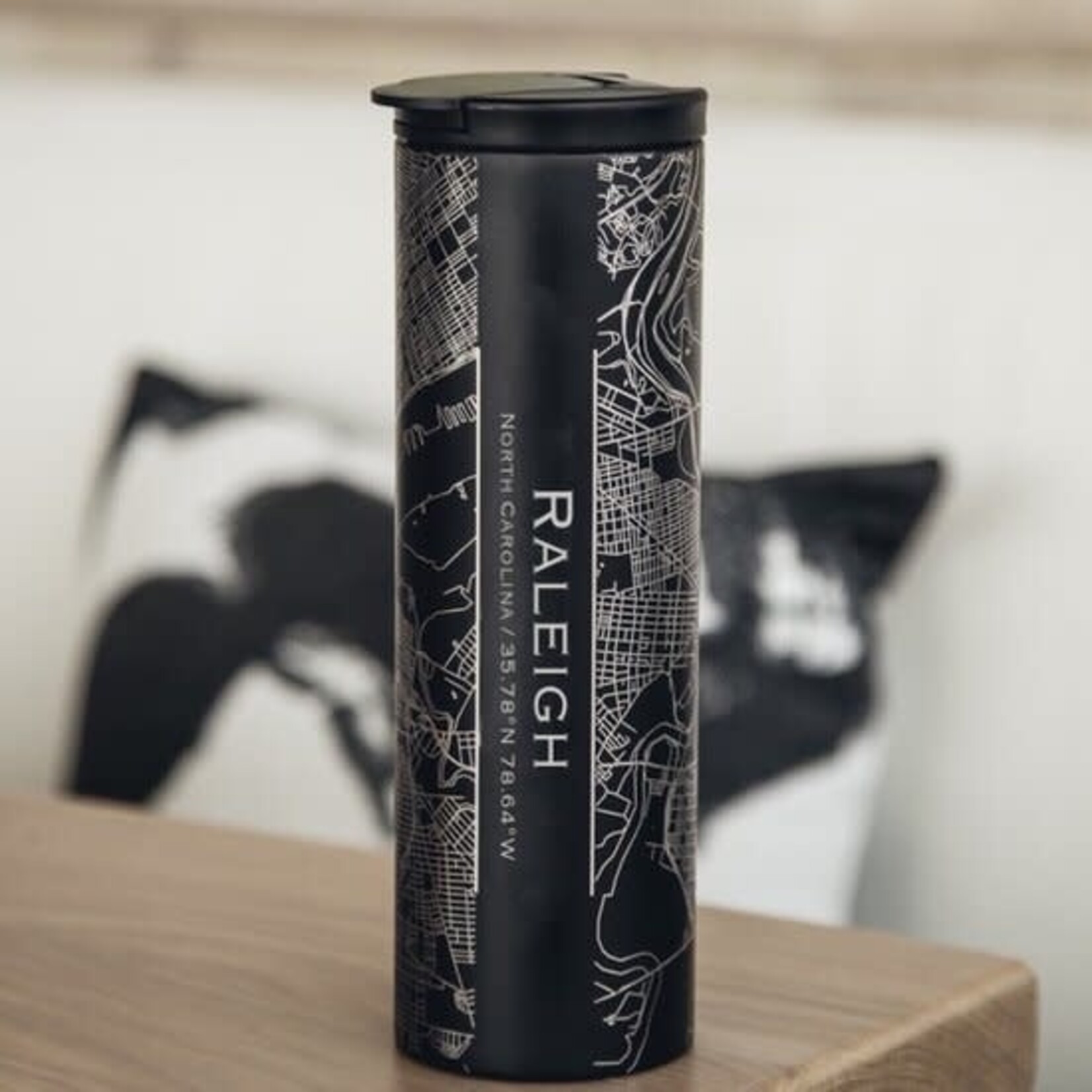 Raleigh Map Engraved Tumbler - Black
