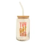 Can Glass w/Lid + Straw - You Got This