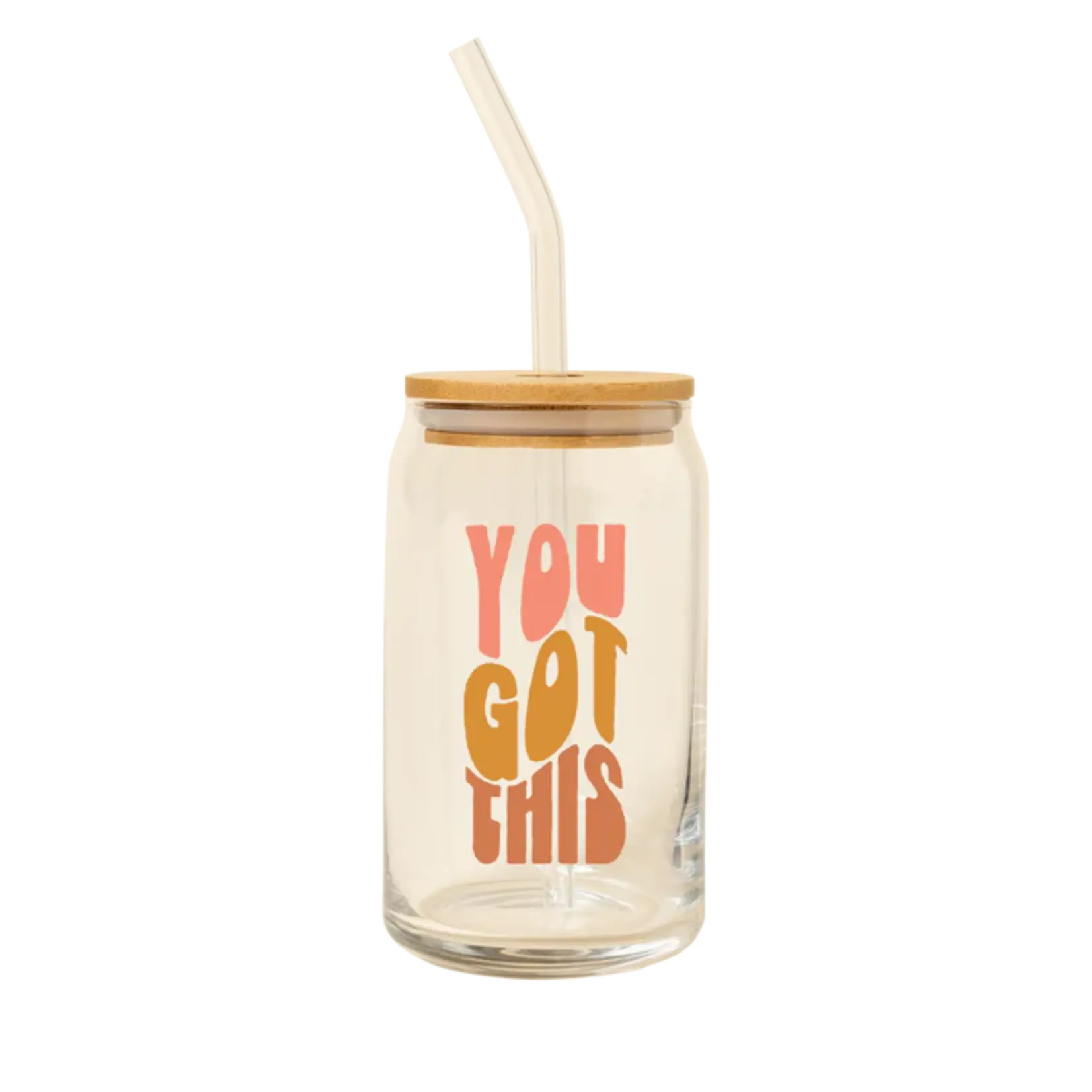 Can Glass w/Lid + Straw - You Got This
