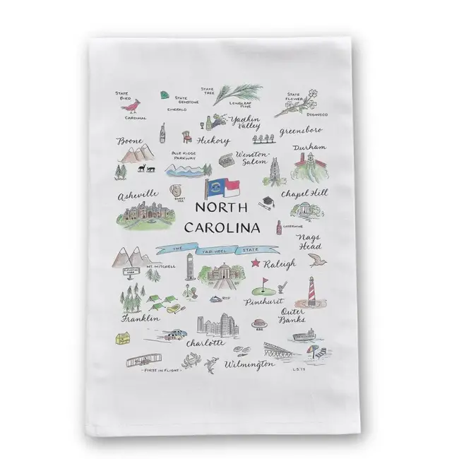 The Write Occasion Calligraphy Tea Towel - North Carolina