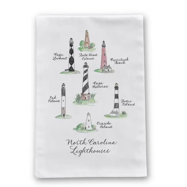 The Write Occasion Calligraphy Tea Towel - NC Lighthouses