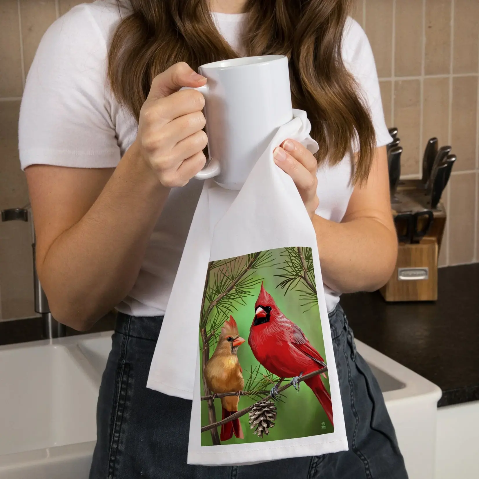 Lantern Press Tea Towel - Cardinals