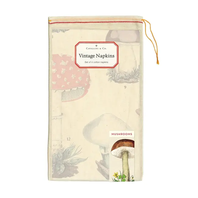 Vintage Cloth Napkin Set (4) - Mushrooms