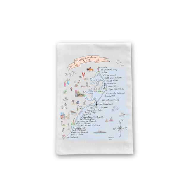 The Write Occasion Calligraphy Tea Towel - NC Coast
