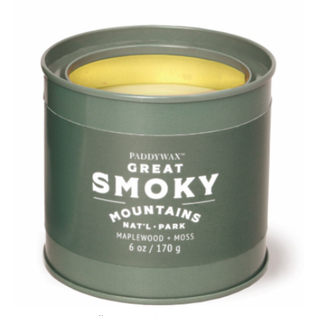 Parks Tin Candle 6oz - Great Smokies Maplewood + Moss