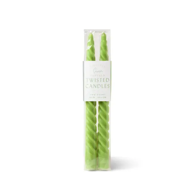 Taper Candle Set (2) - Green Twisted