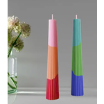 Fluted Taper Candle - Blue/Lime/Lt Blue