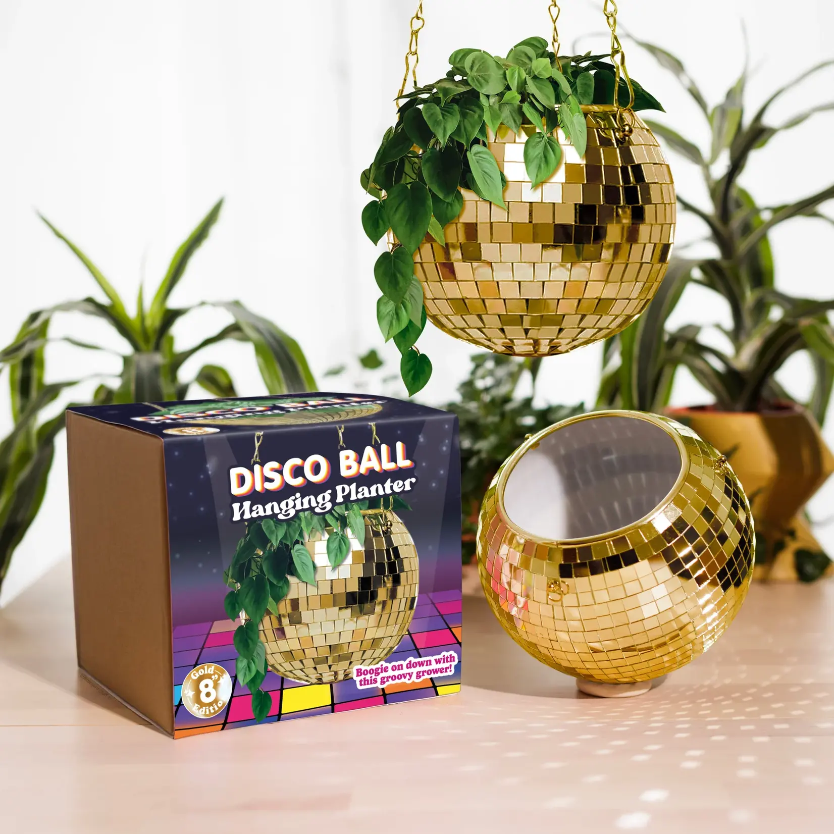 Disco Ball Planter - Gold 8 in