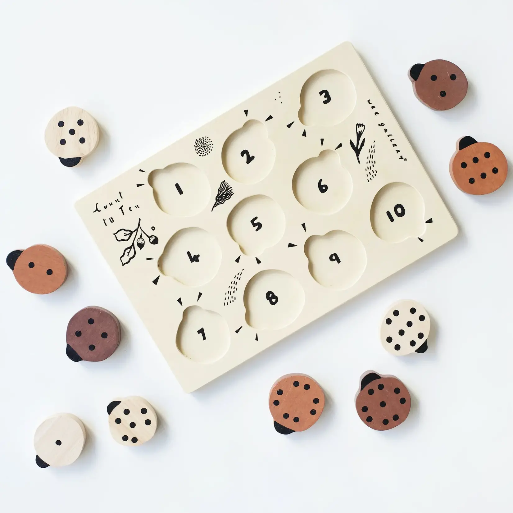 Wooden Tray Puzzle Count to 10 - Ladybugs