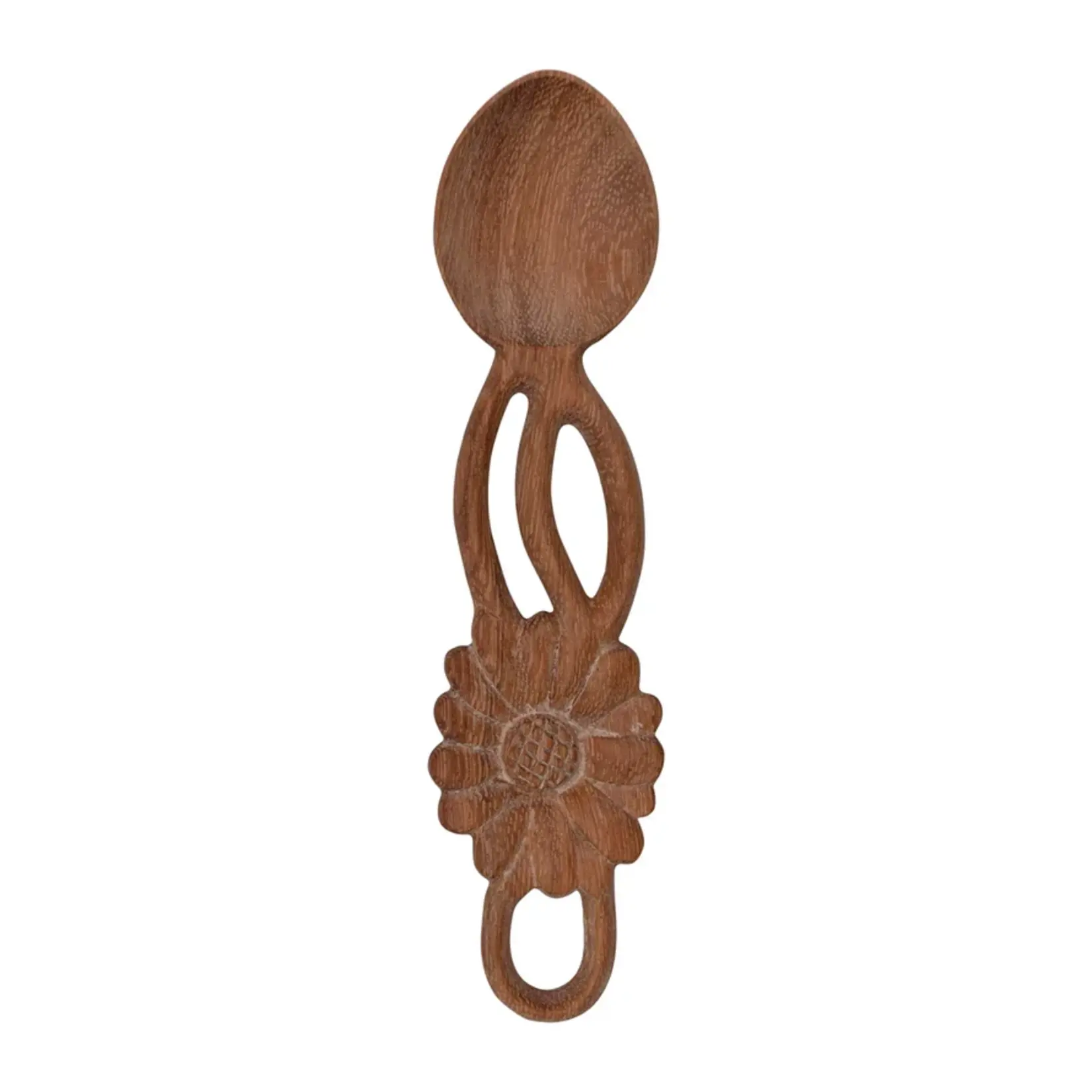 Hand-Carved Doussie Wood Spoon with Flower Handle