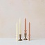 Unscented Pleated Taper Candle Set of 2 - Tan