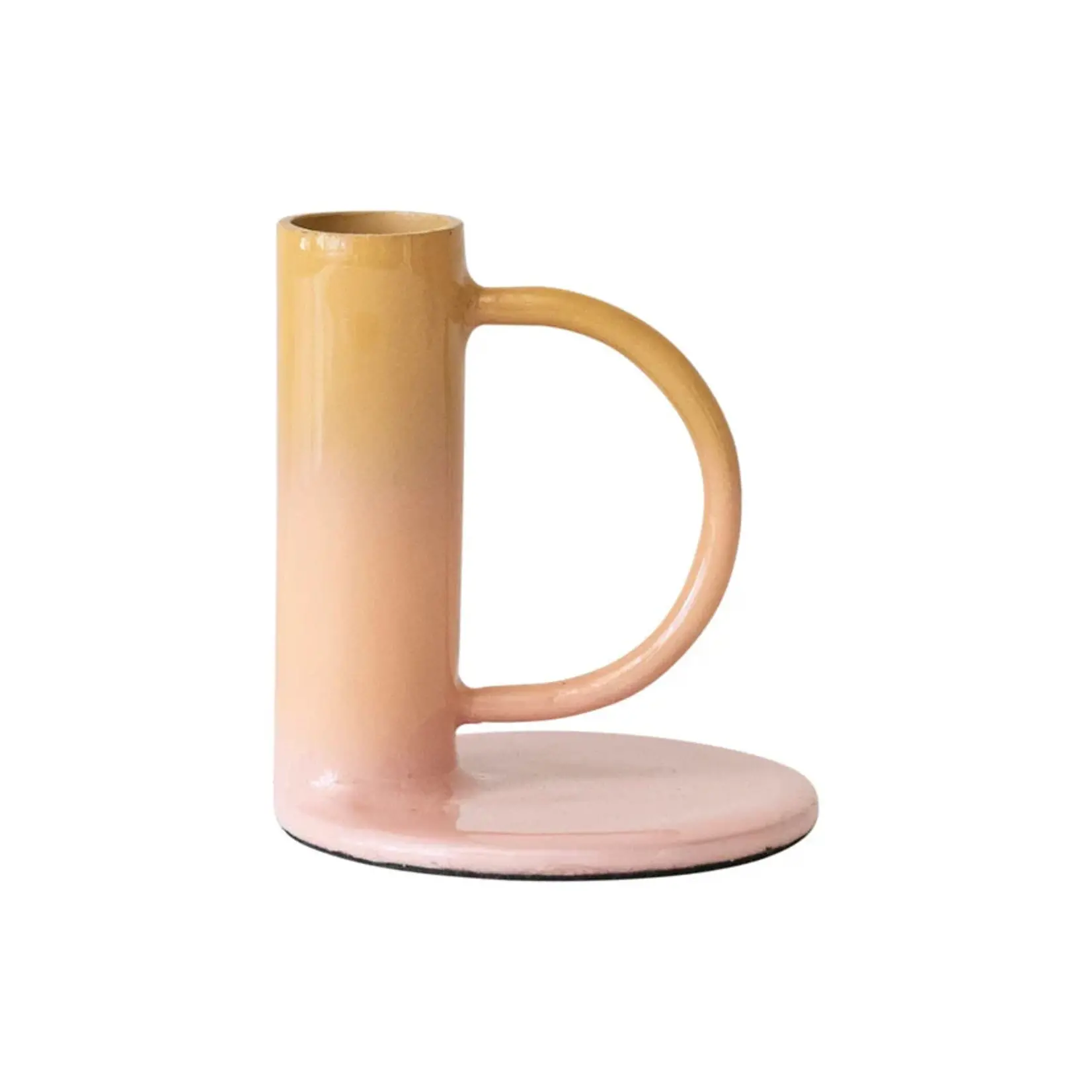 Enameled Metal Taper Holder - Pink Ombre