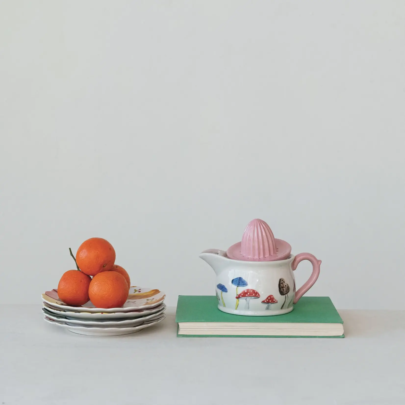 Stoneware Pitcher with Juicer - Mushroom