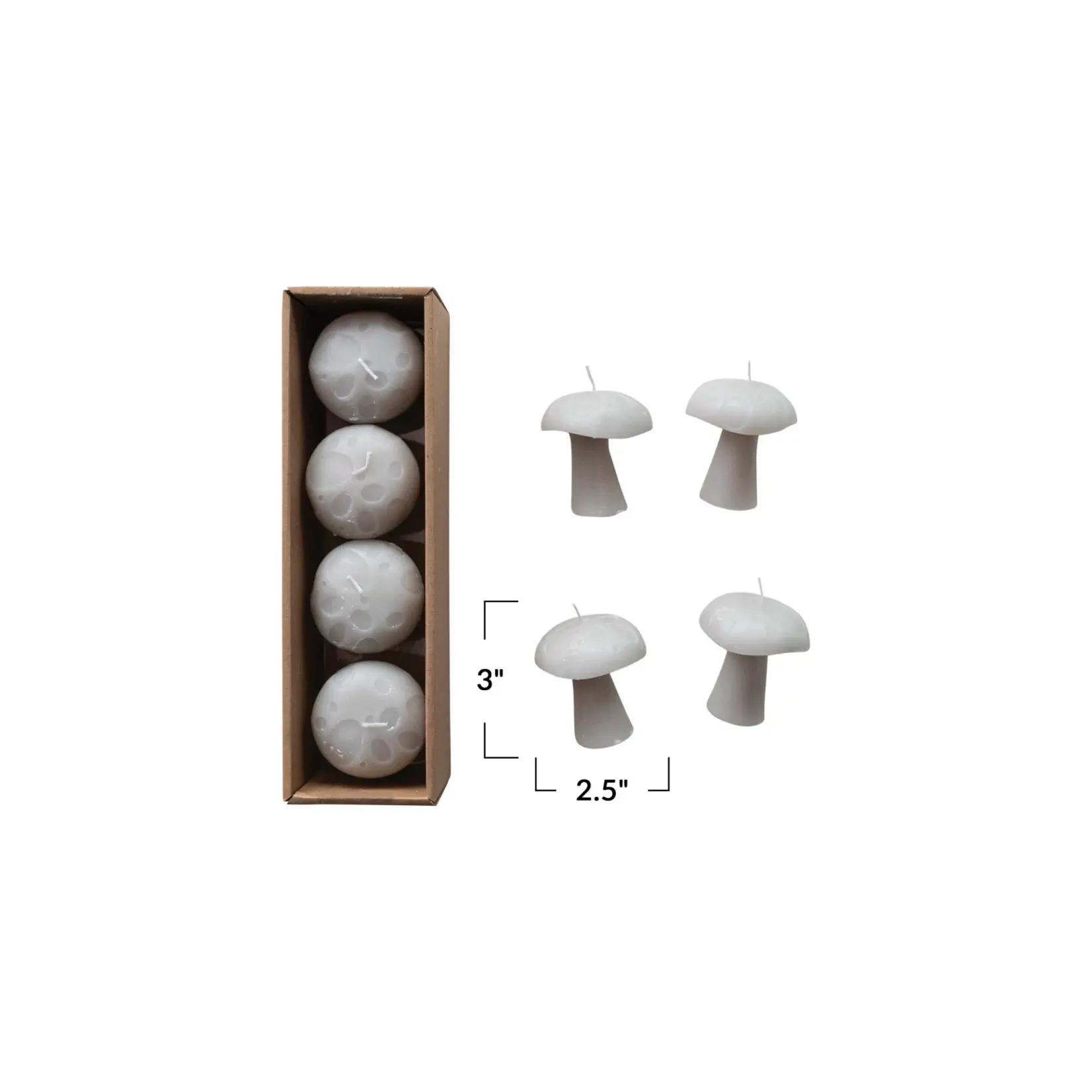 Unscented Mushroom-Shaped Candle Set (4)