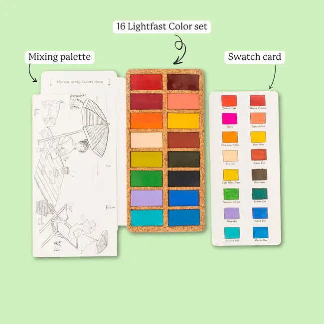 Watercolor Pans Set - Spring (16 Colors)