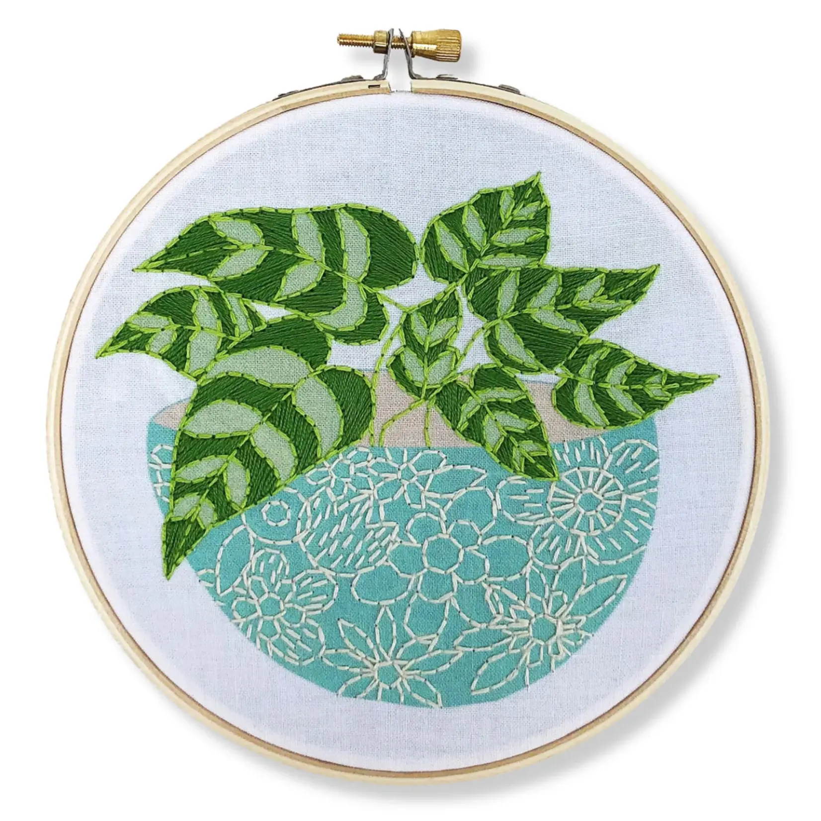 Rikrack Embroidery Kit - Blue Flower Pot