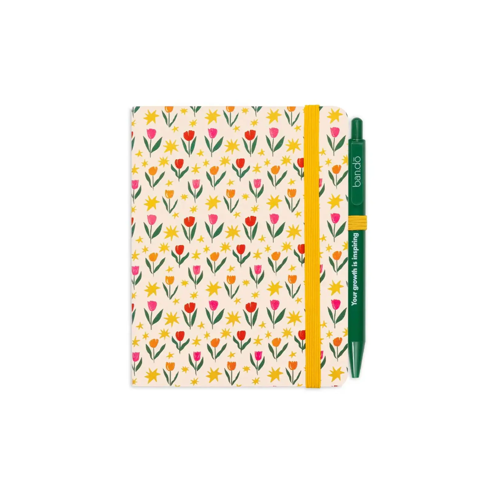 Mini Notebook with Pen - Tulips On Cream