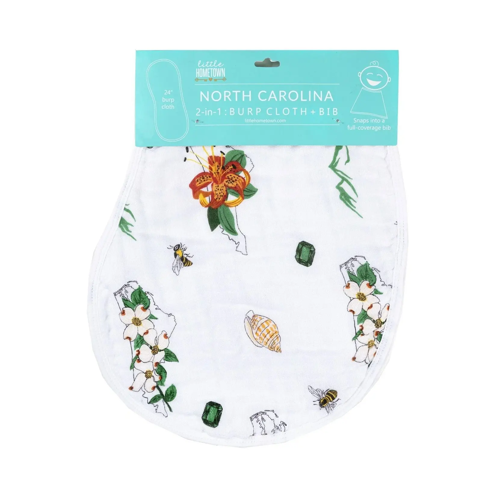NC Baby Burp Cloth & Bib - Floral