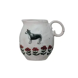 Hand-Painted Creamer w/ Dog - 10oz