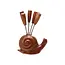Wood Snail Shaped Holder w/6 Appetizer Picks