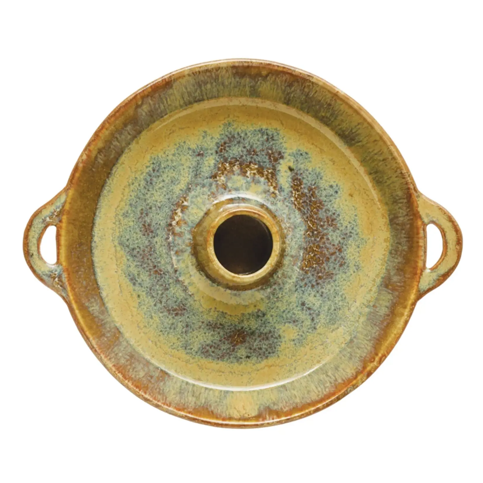 Stoneware Dish w/Toothpick Holder, Glazed