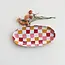 Hand-Painted Stoneware Platter with Check Pattern