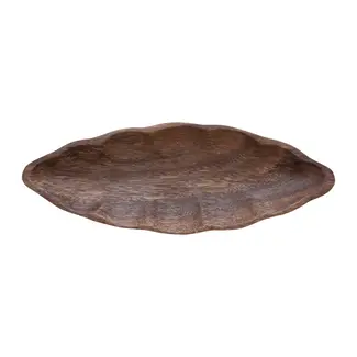 Hand Carved Acacia Wood Leaf Dish