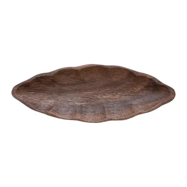 Hand Carved Acacia Wood Leaf Dish