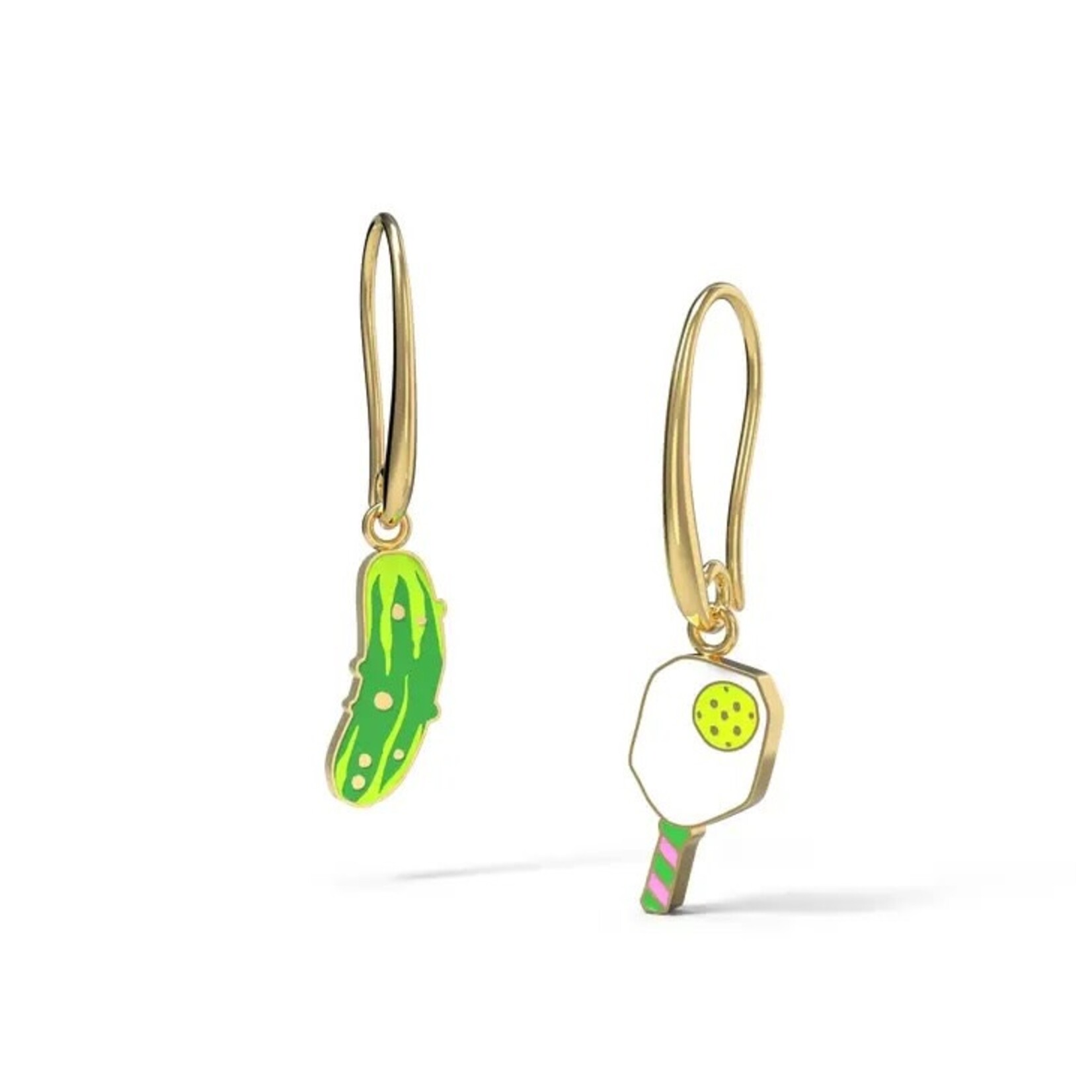 Yellow Owl Hanging Earrings - Pickle Ball