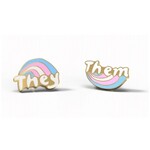 Yellow Owl Post Earrings - They/Them