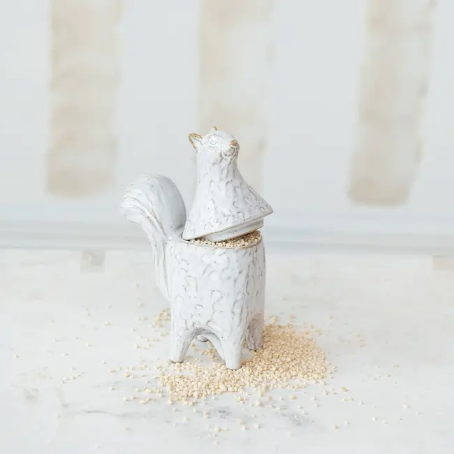 Stoneware Squirrel Jar