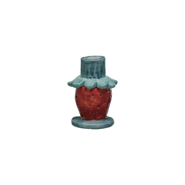 Hand Painted Stoneware Strawberry Taper Holder