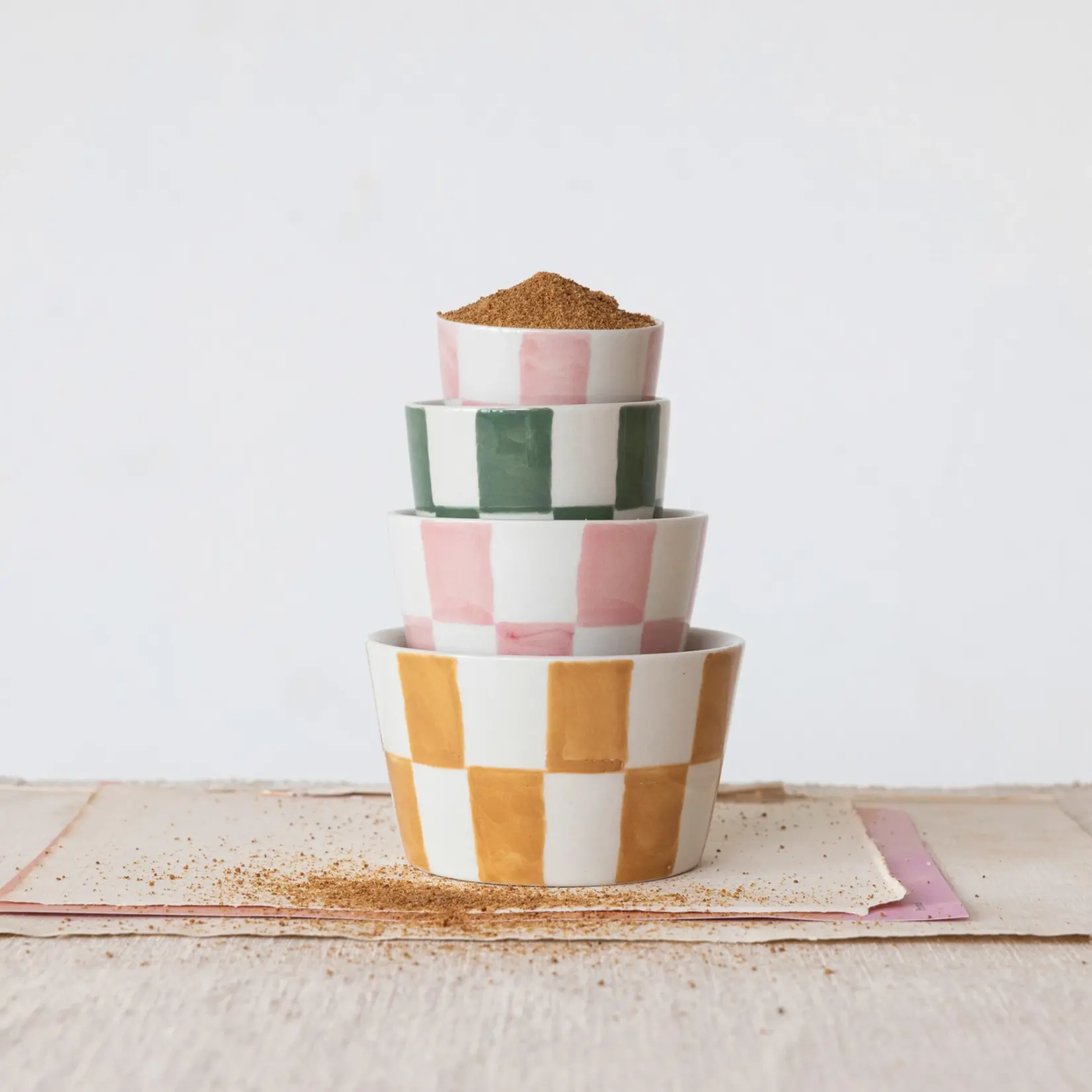 Handpainted Stoneware Nesting Bowls (4)