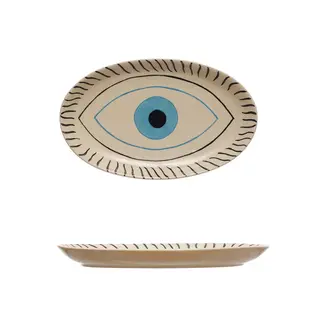 11 Inch Stoneware Platter w/Evil Eye