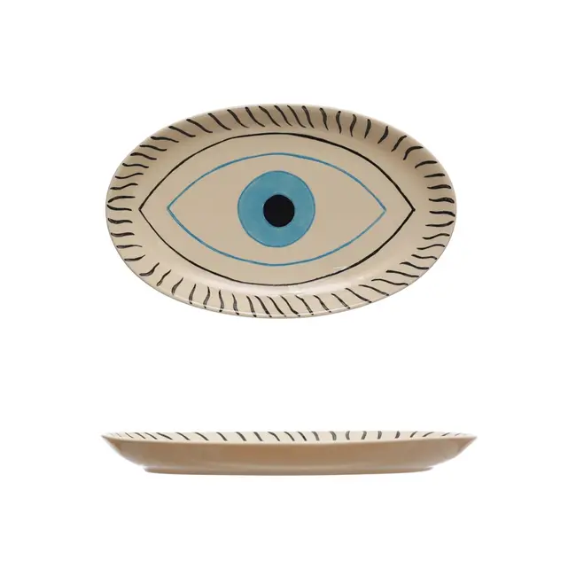 11 Inch Stoneware Platter w/Evil Eye