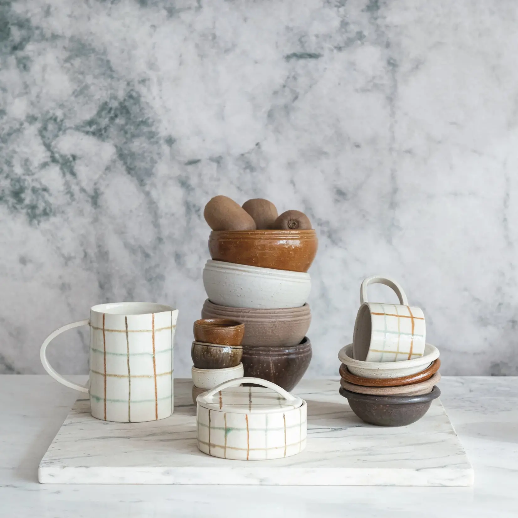 Hand-Painted Stoneware Pitcher - 32oz