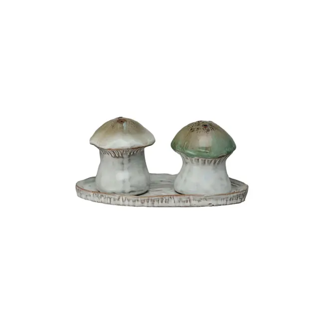 Stoneware Mushrooms Salt + Pepper Shakers