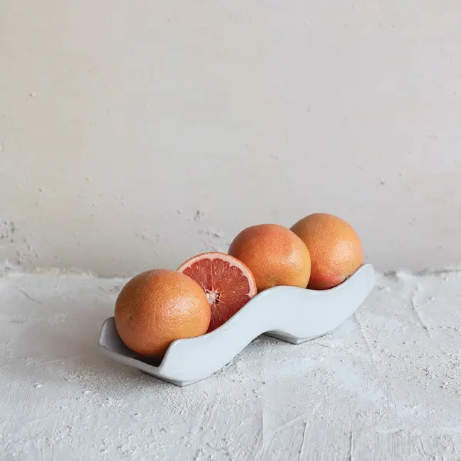 Stoneware Wave Tray w/Glaze