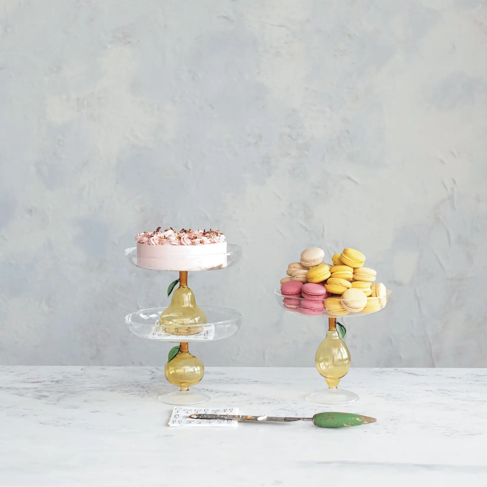 Glass Pedestal w/Pear Shaped Base